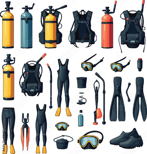 Diving and Snorkeling Equipment illustrations