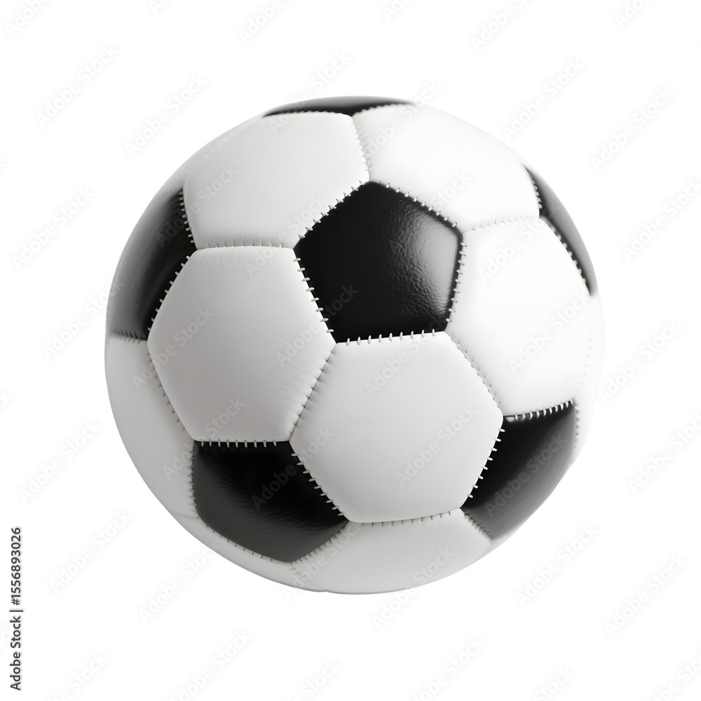 Fototapeta premium Classic black and white soccer ball isolated on transparent background