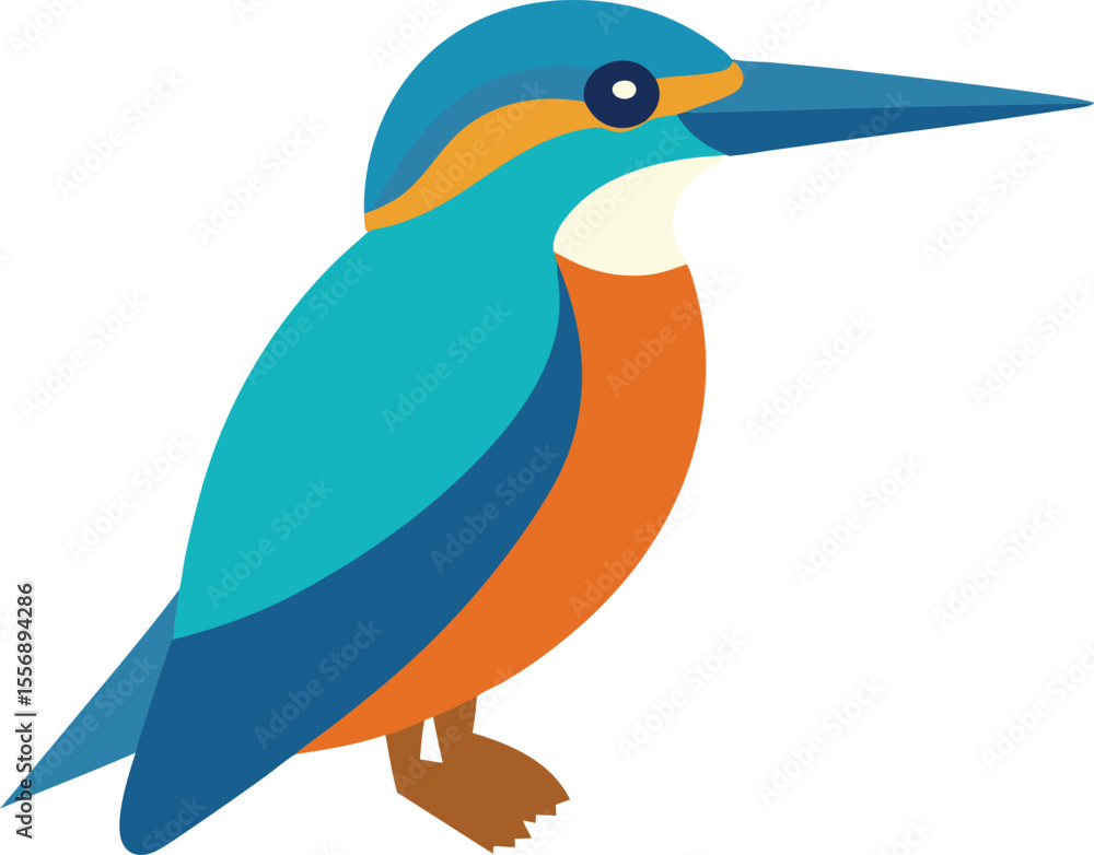 Naklejka premium Stunning kingfisher bird close-up, vibrant colors, perched on branch, nature wildlife photography, sharp details, freepic and Adobe Stock perfect for nature and bird lovers.