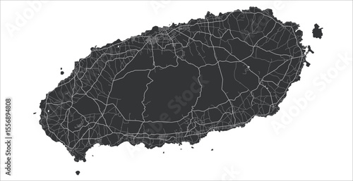Layered editable vector illustration outline of Jeju Island,South Korea.