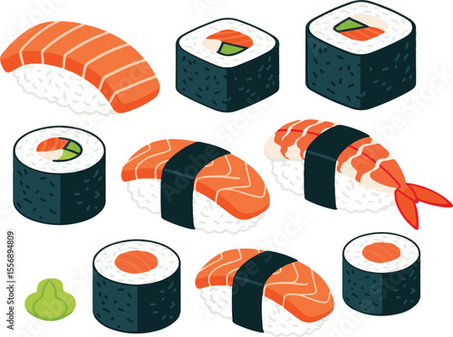 Restaurant Menu Element - Flat Design Sushi Icons