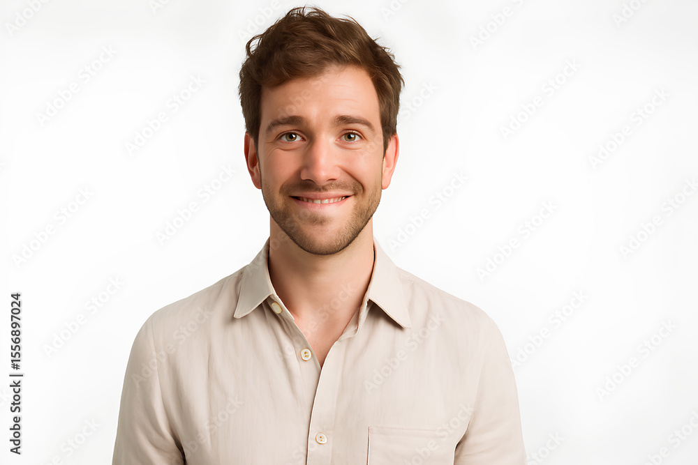 Portrait of smiling expression wearing beige shirt Portrait of smiling expression wearing beige shirt