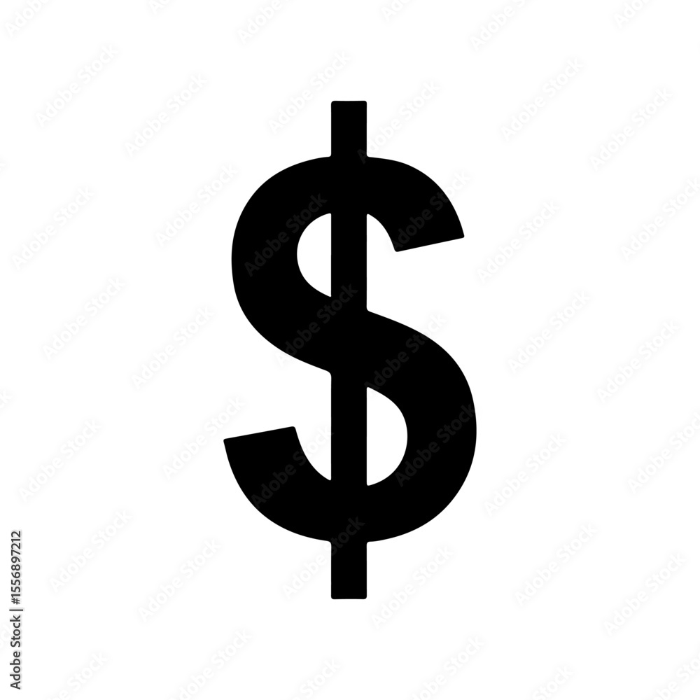 Obraz premium Dollar sign silhouette icon vector flat design on white background