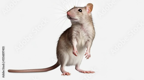 Realistic rat animation moving naturally with smooth motion on white backdrop

