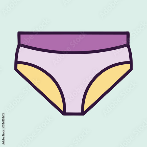 Illustrated Women's Underwear Panties in Lavender Purple and Pastel Yellow Design