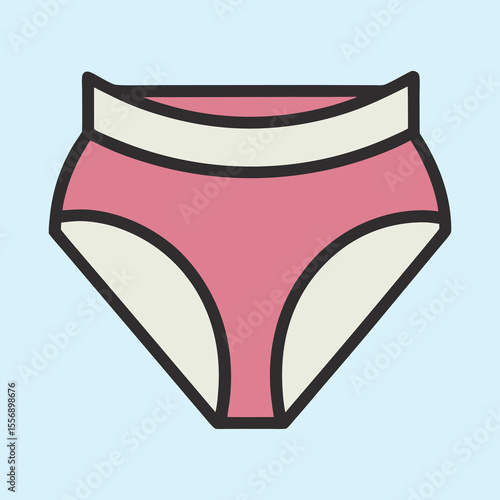 Pink and cream women's underwear on a light blue background illustration