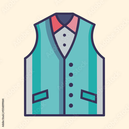 Stylish teal waistcoat with buttons and pockets on a light background