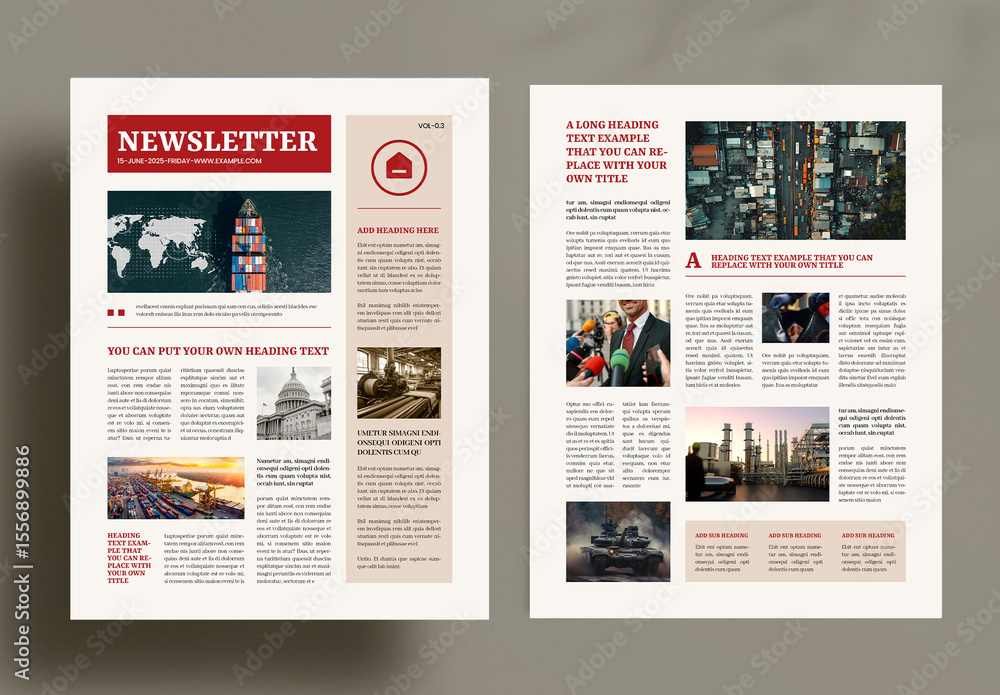 Modern Corporate Newsletter Template Layout Stock Template | Adobe Stock