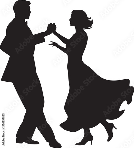 Couple dancing silhouette, Couple dance vector on isolated background