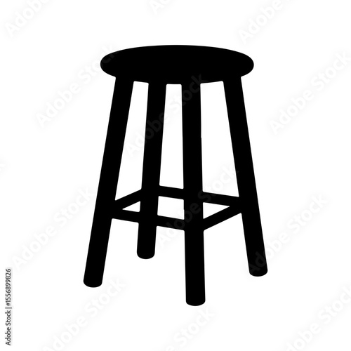 Wooden stool silhouette icon vector flat design on white background