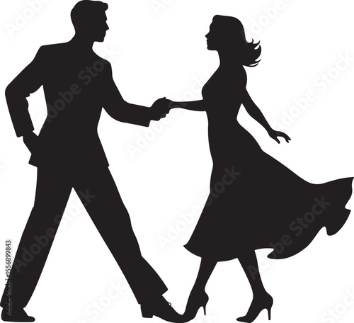 Couple dancing silhouette, Couple dance vector on isolated background