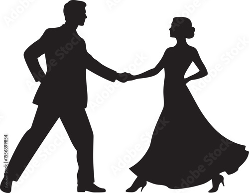 Couple dancing silhouette, Couple dance vector on isolated background