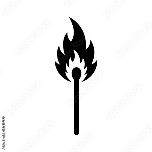 Matchsticks flame silhouette icon vector flat design on white background