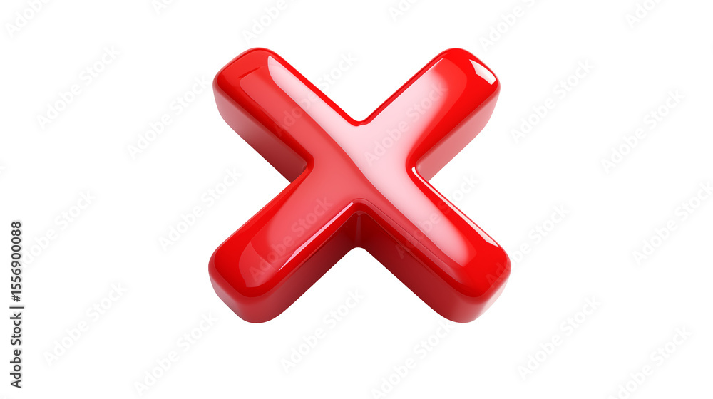 Obraz premium Shiny red cross symbol on black background, an icon for errors and cancellation.