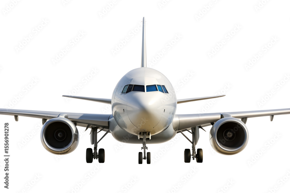 Front view of an airplane isolated on transparent background Front view of an airplane isolated on transparent background