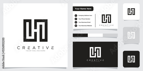 Initial H or HH letter logo design vector template