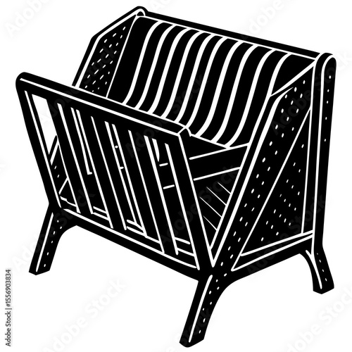 vector illustration of a black and white paper bag