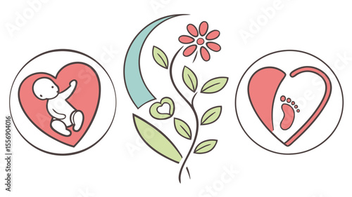 Parental fertility icon set