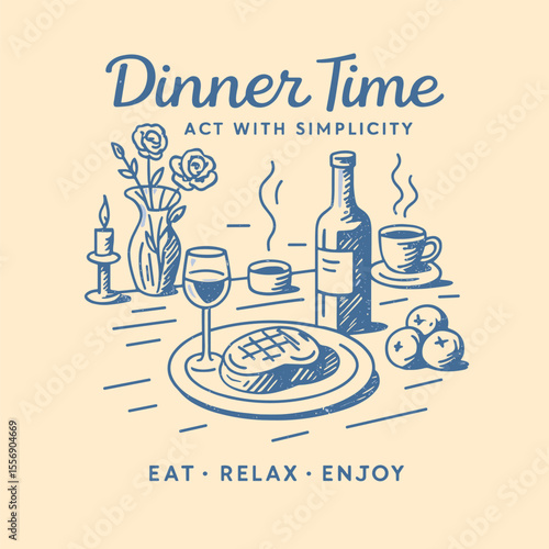 Vintage Waffle Dinner Time Painting - Hand Drawn Food T-Shirt Design - Delicious Breakfast Slogan Artwork