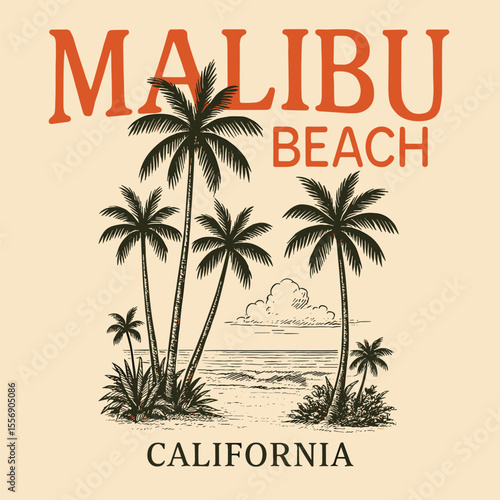 Wallpaper Mural Malibu Summer Graphic Artwork - Big Wave T-Shirt Design with Ride The Waves Slogan - Hawaii Beach Vibes Print for Men and Women Torontodigital.ca