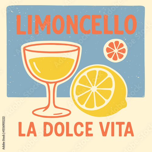 Limon Cello La Dolce Vita Citrus Vector Art, Orange Lemon Summer Print Design, Italian Food Fashion Graphics for Women's T-Shirts