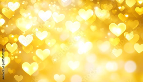 Golden hearts bokeh background