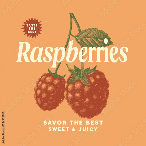 Raspberry Fruit Print Fashion Design - Women's Trendy Vintage Graphic Tee - Summer Food Art for Girls T-Shirts