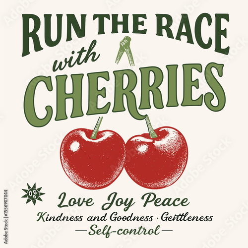 Funny Food Fashion Slogan Print Fruit Cherries Love Joy Peach Forbearance Vector Graphics T Shirt Sweatshirt Apparel Design