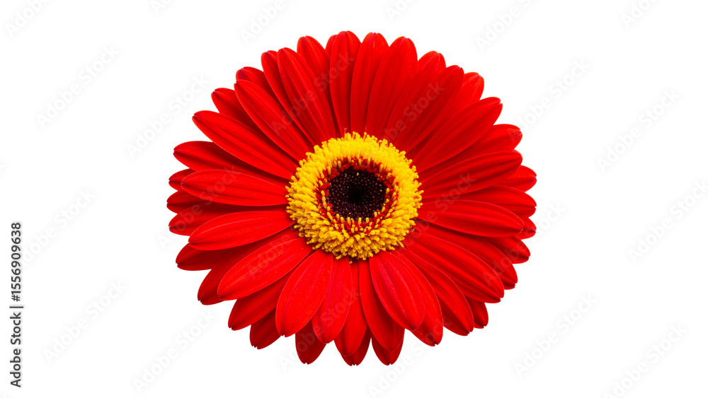 Red gerbera daisy flower isolated on white or transparent png Red gerbera daisy flower isolated on white or transparent png