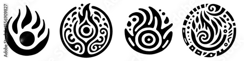 Hand‑Drawn Fire Flame Illustration, Tribal Heat Folk Art Pattern Vector for Nature and Survival Adventure Themes Design