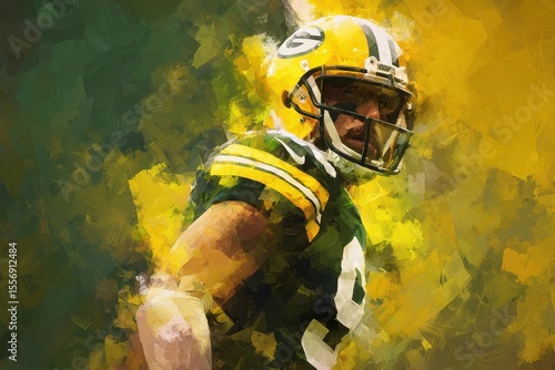 Minimalist green bay football wallpaper featuring a player against a vibrant background capturing the spirit of the sport and team pride