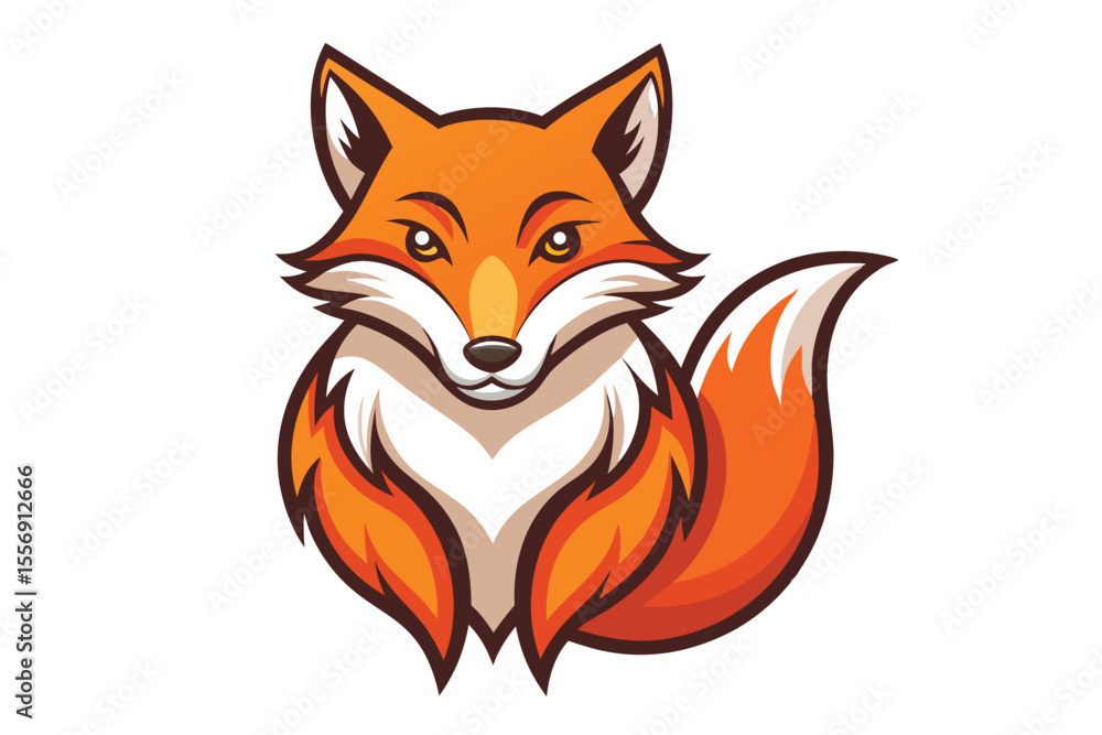 Obraz premium Cute fox with orange and white fur confidently stares ahead on a white background