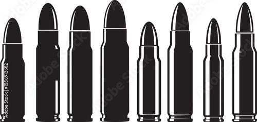 Bullet Ammunition Silhouette on White Background vector illustration