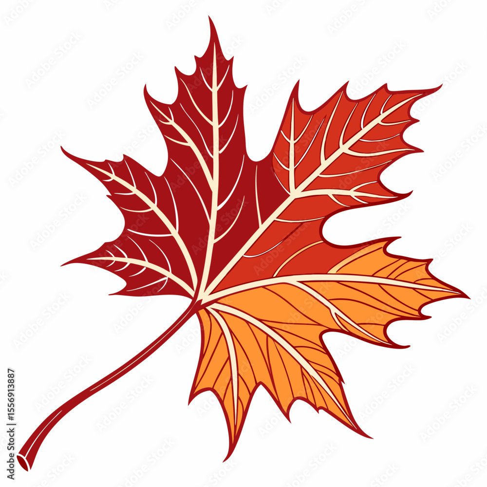 Fototapeta premium Maple Leaf Icon Vector - Generative AI Silhouette & Linocut Design