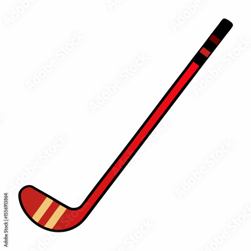 Hockey Stick Icon Vector - Generative AI Linocut Silhouette Design