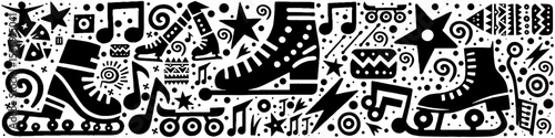 Hand‑Drawn Ice Skates Illustration, Tribal Winter Folk Art Vector for Sports, Cold Weather, and Holiday Themes Design