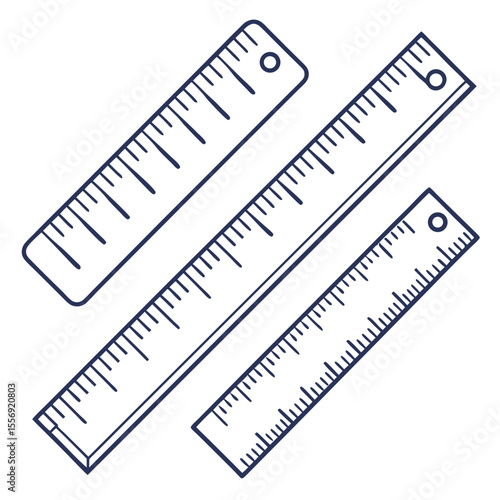 Three rulers with measurement markings measuring tool stationery