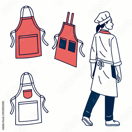 Chef and aprons illustration cooking kitchen