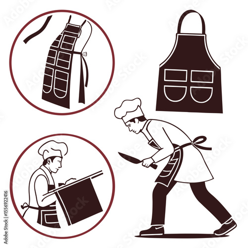 Chef preparing food with apron and knife cooking food preparation