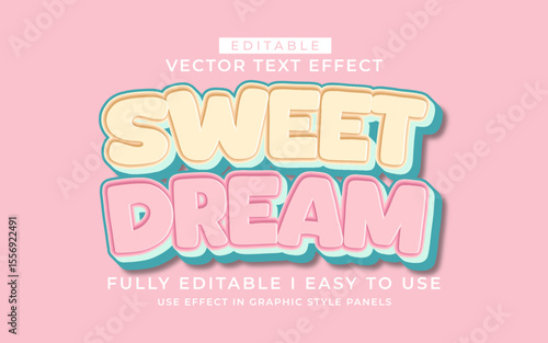 3d editable sweet dream text effect typography style template