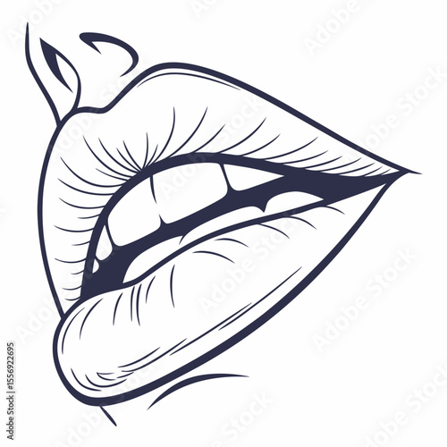 Dark blue lips with white background mouth beauty