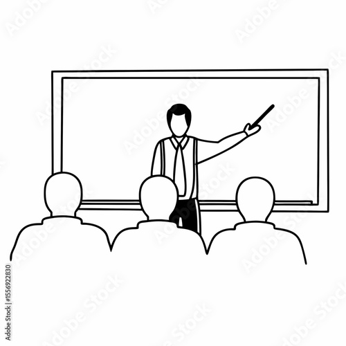 Teacher instructing students at whiteboard classroom education