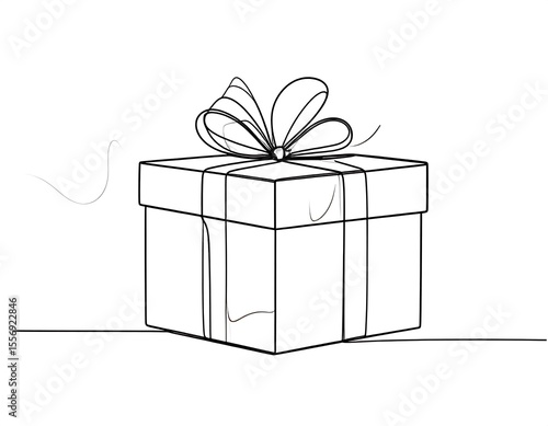 Simple line art gift box
