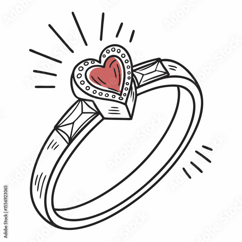 Sparkling heart gemstone ring with faceted side stones jewelry
