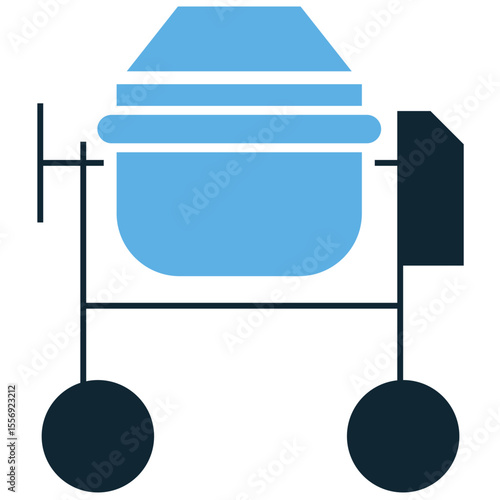 Concrete mixer icon vector, symbolizing construction work and material preparation. Ideal for building sites, renovation projects, DIY tasks, and any design related to mixing cement.