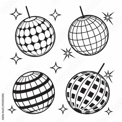 Disco balls with sparkling stars party celebration