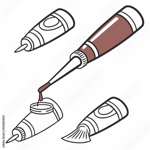 Sauce bottle with brush and dipping action liquid