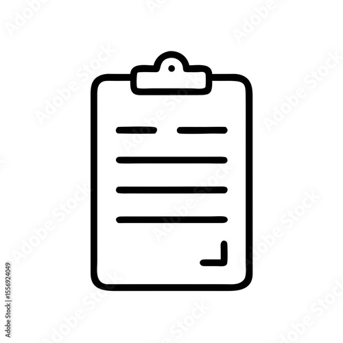 Minimal Line Art Clipboard Icon – Document Symbol Isolated on White Background