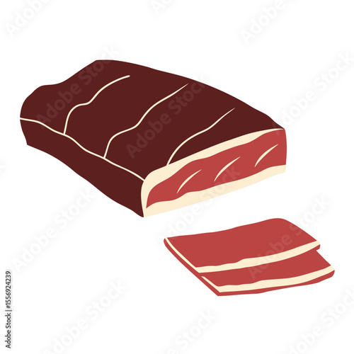 Smoked beef brisket with sliced pieces smoked brisket meat