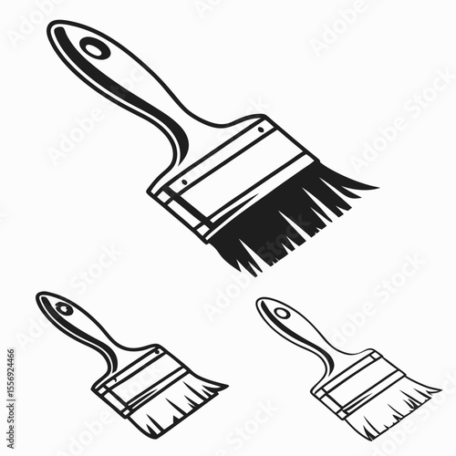 Black paint brushes on white background painting tool